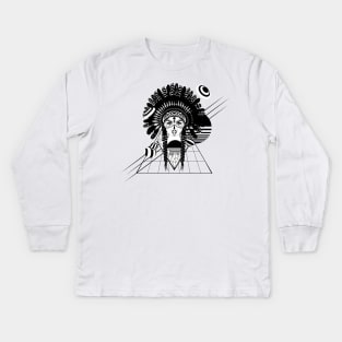 Angry indian female warrior Kids Long Sleeve T-Shirt